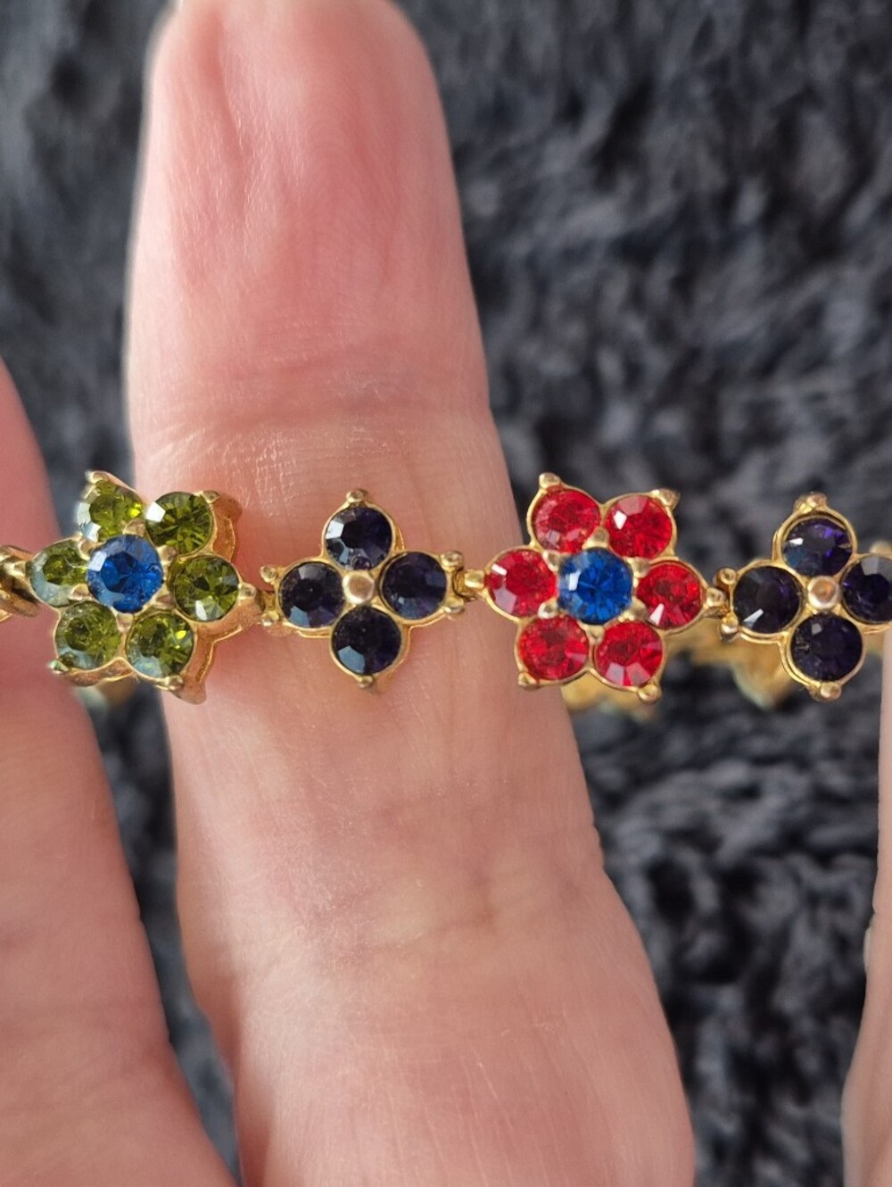 Gold-Tone Multicolor Flower Link Bracelet